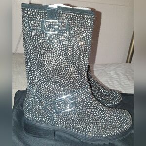 Ziginy ZigiSoho Black Label Swarovski Crystal Stud Vero Cuoio Angel boots sz 7